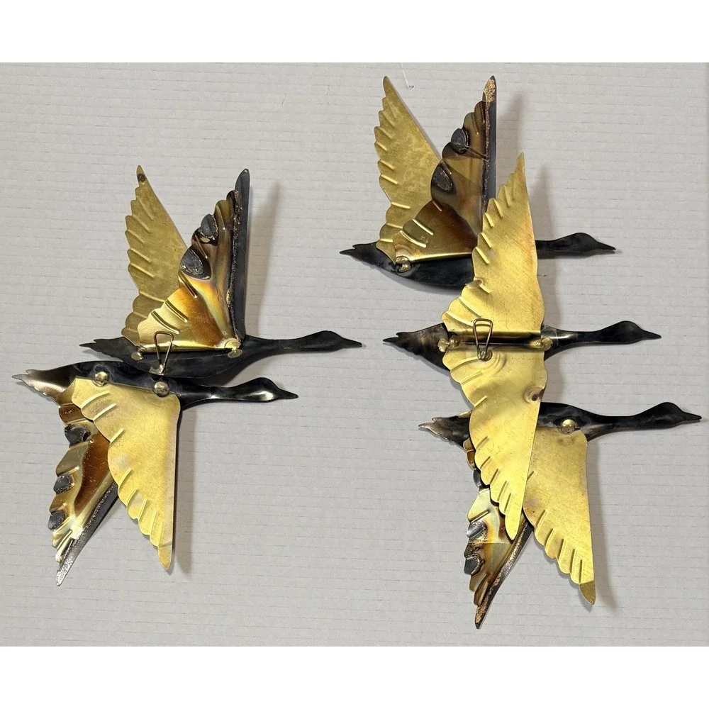Vintage 60s Metal Wall Art Flying Geese Mid Century Modern MCM - Set of